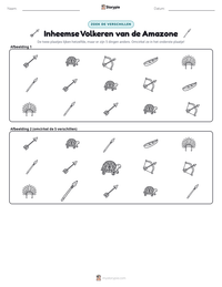 Inheemse Volkeren van de Amazone afdrukbare werkblad voorbeeld