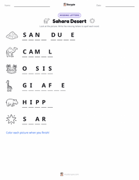 Sahara Desert printable worksheet preview