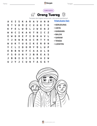 Prabaca lembar kerja cetak Orang Tuareg