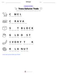 Trans-Saharan Trade printable worksheet preview