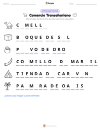 Vista previa de la hoja de trabajo imprimible de Comercio Transahariano
