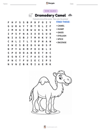 Dromedary Camel printable worksheet preview
