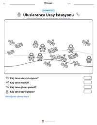 Uluslararası Uzay İstasyonu yazdırılabilir çalışma sayfası önizlemesi