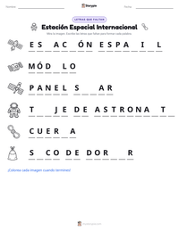 Vista previa de la hoja de trabajo imprimible de Estación Espacial Internacional
