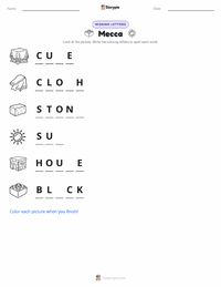 Mecca printable worksheet preview