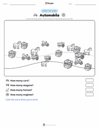 Automobile printable worksheet preview