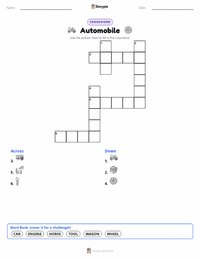 Automobile printable worksheet preview