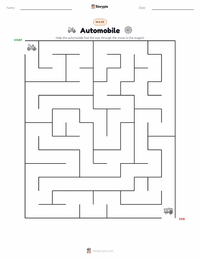 Automobile printable worksheet preview