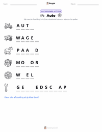 Automobiel afdrukbare werkblad voorbeeld
