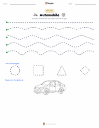 Automobile printable worksheet preview