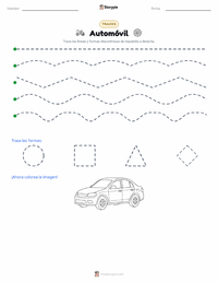Vista previa de la hoja de trabajo imprimible de Automóvil