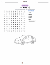 Automobiel afdrukbare werkblad voorbeeld