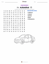 Prévia da folha de atividades imprimível Automóvel