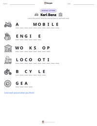 Karl Benz printable worksheet preview