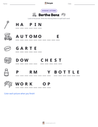 Bertha Benz printable worksheet preview