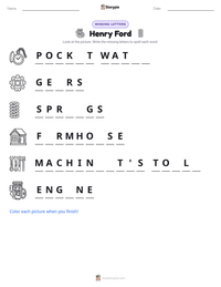 Henry Ford printable worksheet preview