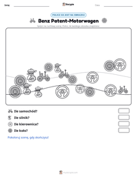 Podgląd drukowalnego arkusza ćwiczeń Benz Patent-Motorwagen