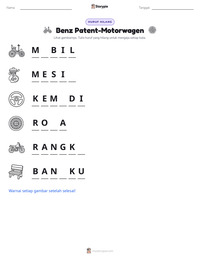 Prabaca lembar kerja cetak Benz Patent-Motorwagen