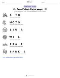 Benz Patent-Motorwagen afdrukbare werkblad voorbeeld