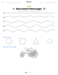 Aperçu de la feuille de travail imprimable Benz Patent-Motorwagen