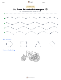 Benz Patent-Motorwagen afdrukbare werkblad voorbeeld