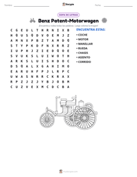 Vista previa de la hoja de trabajo imprimible de Benz Patent-Motorwagen