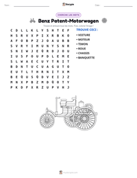 Aperçu de la feuille de travail imprimable Benz Patent-Motorwagen