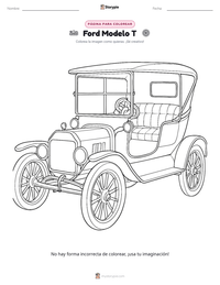 Vista previa de la hoja de trabajo imprimible de Ford Modelo T