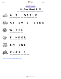 Ford Model T printable worksheet preview