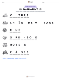 Aperçu de la feuille de travail imprimable Ford Modèle T