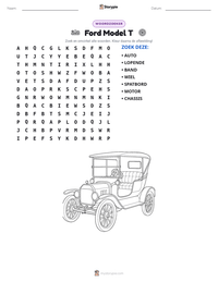 Ford Model T afdrukbare werkblad voorbeeld