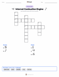 Internal Combustion Engine printable worksheet preview