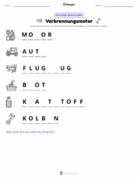 Verbrennungsmotor druckbare Arbeitsblatt Vorschau