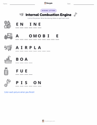 Internal Combustion Engine printable worksheet preview