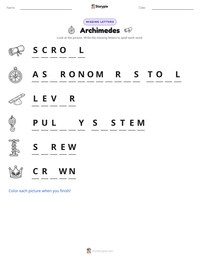 Archimedes printable worksheet preview