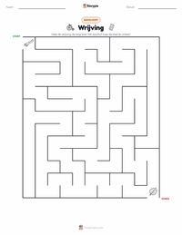 Wrijving afdrukbare werkblad voorbeeld