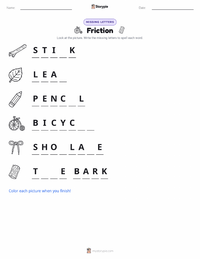 Friction printable worksheet preview