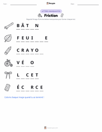 Aperçu de la feuille de travail imprimable Frottement