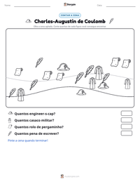 Prévia da folha de atividades imprimível Charles-Augustin de Coulomb