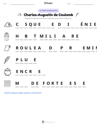 Aperçu de la feuille de travail imprimable Charles-Augustin de Coulomb