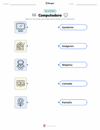 Hoja de trabajo imprimible de Computadora para niños