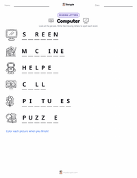 Computer printable worksheet preview