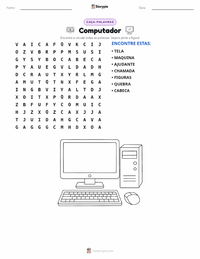 Prévia da folha de atividades imprimível Computador