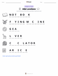 Ada Lovelace printable worksheet preview