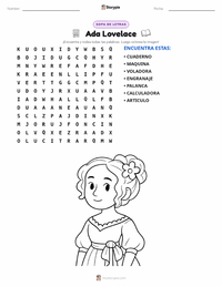 Vista previa de la hoja de trabajo imprimible de Ada Lovelace