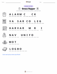 Grace Hopper printable worksheet preview