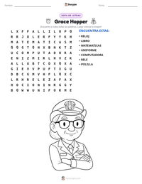 Vista previa de la hoja de trabajo imprimible de Grace Hopper