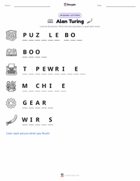 Alan Turing printable worksheet preview