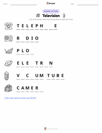 Television printable worksheet preview