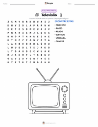 Prévia da folha de atividades imprimível Televisão